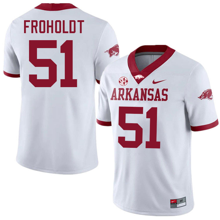 Hjalte Froholdt Arkansas Jersey,Arkansas Razorbacks #51 Hjalte Froholdt Jersey Youth College-White